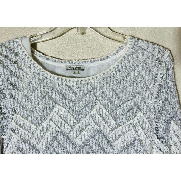 Lucky Brand Women's Metallic Silver Chevron Layered Tunic Sweater Large - Picture 4 of 9
